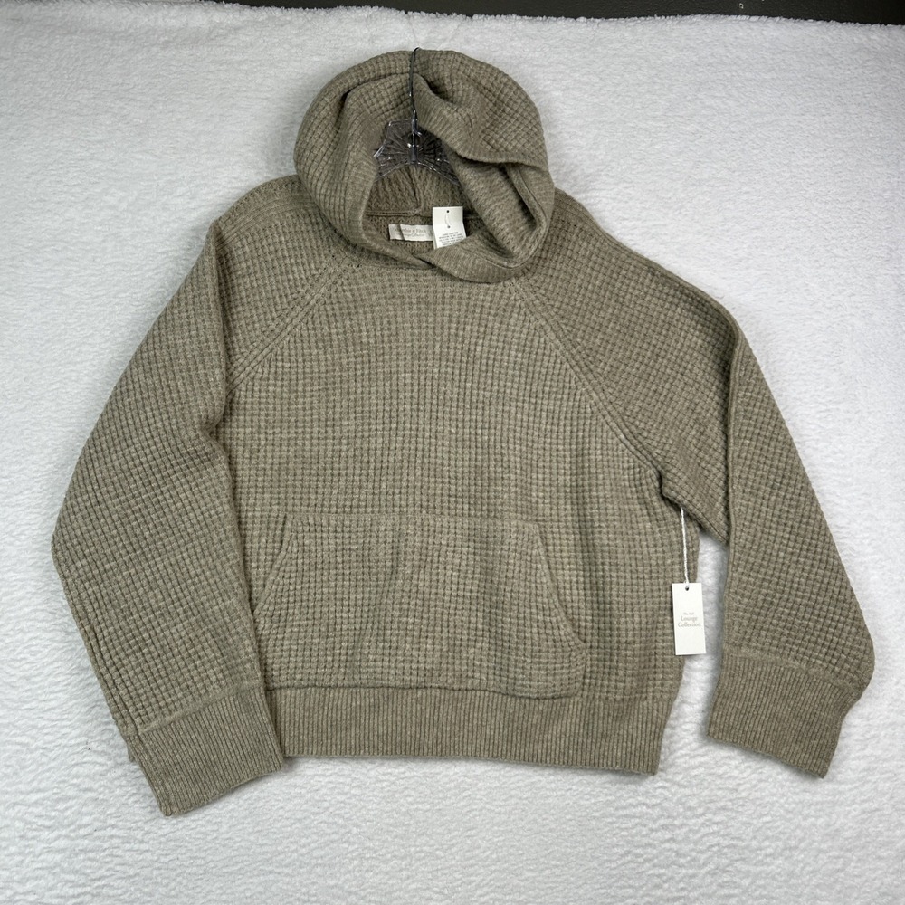 NWT Abercrombie & Fitch Lounge Collection Hoodie Sweater Waffle Wool Blend Large